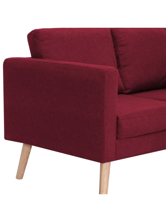 Trivietė sofa, vyno raudonos spalvos, audinys