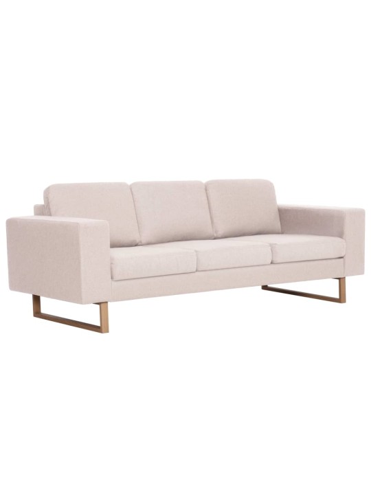 Trivietė sofa, kreminės spalvos, audinys