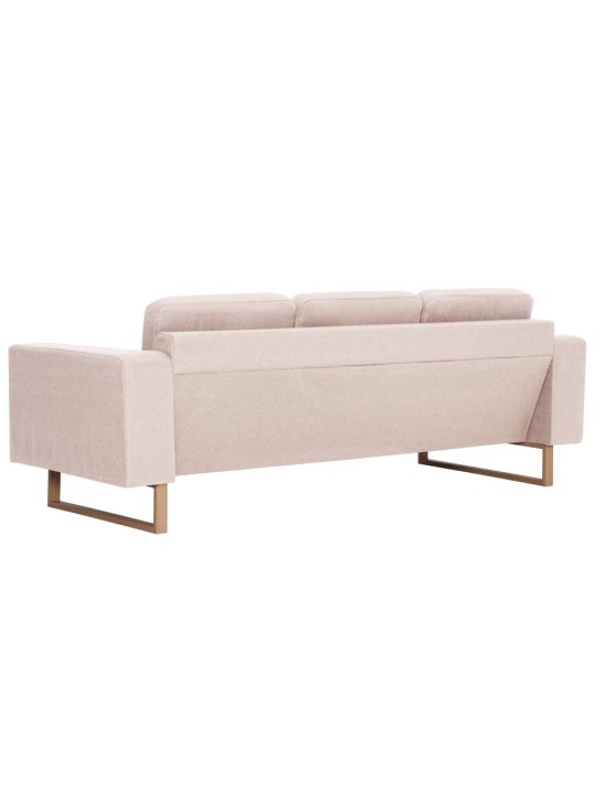 Trivietė sofa, kreminės spalvos, audinys