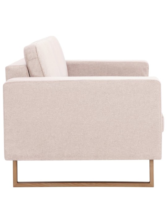 Trivietė sofa, kreminės spalvos, audinys