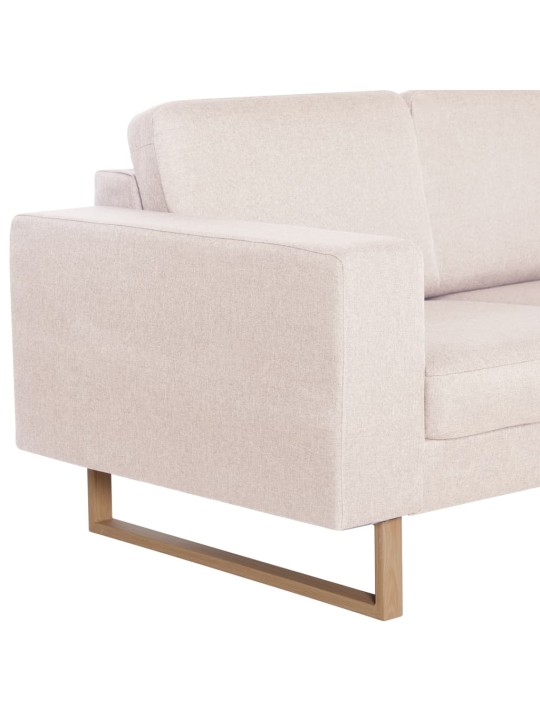 Trivietė sofa, kreminės spalvos, audinys