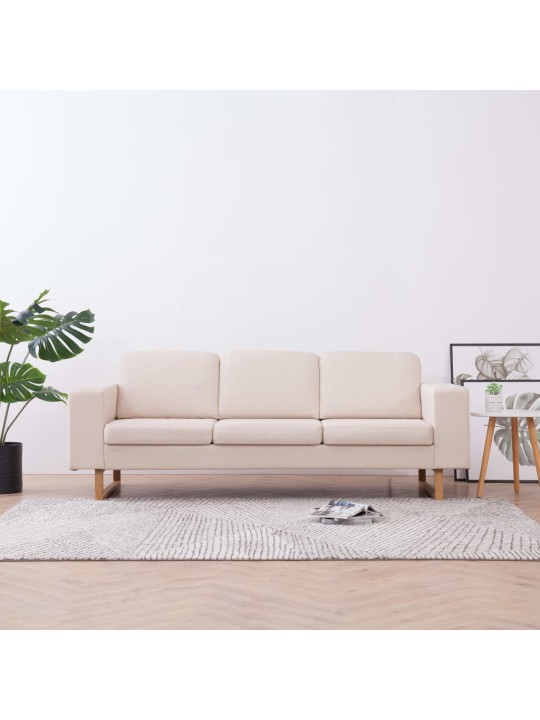 Trivietė sofa, kreminės spalvos, audinys