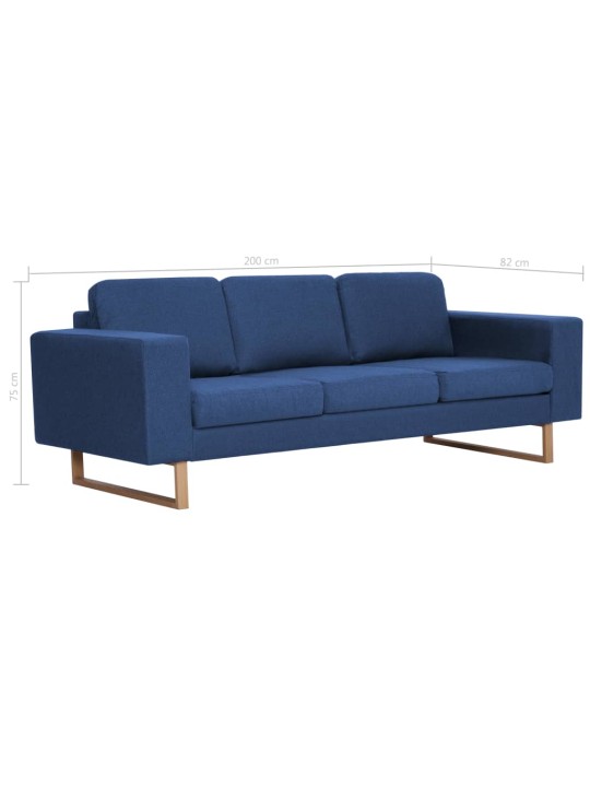 Trivietė sofa, mėlyna, audinys
