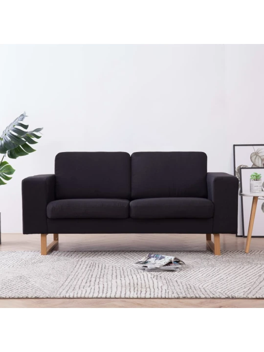 Dvivietė sofa, juoda, audinys