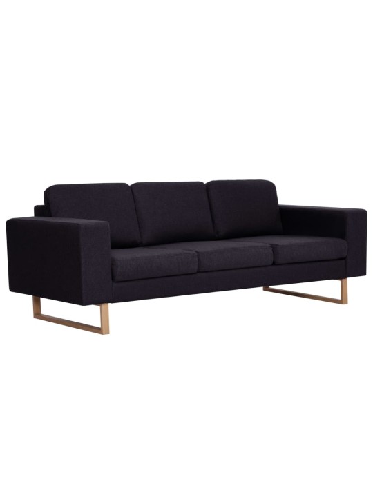 Trivietė sofa, juoda, audinys