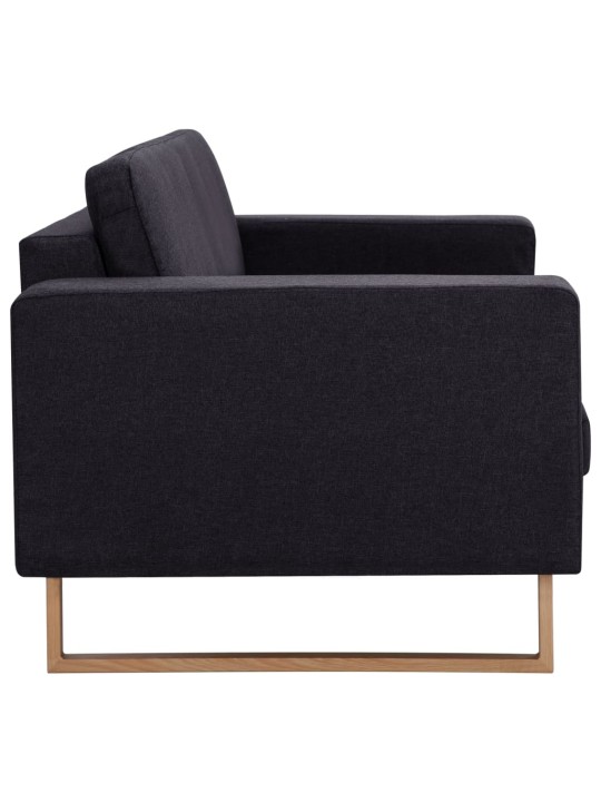 Trivietė sofa, juoda, audinys