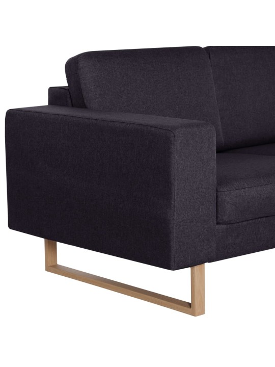Trivietė sofa, juoda, audinys