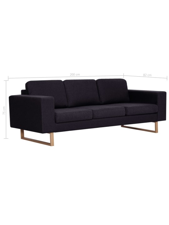 Trivietė sofa, juoda, audinys