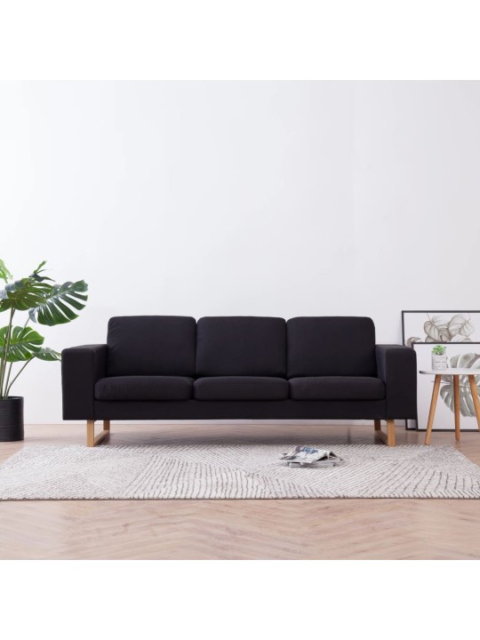 Trivietė sofa, juoda, audinys