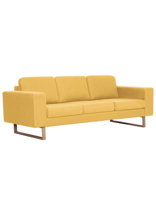 Trivietė sofa, geltona, audinys