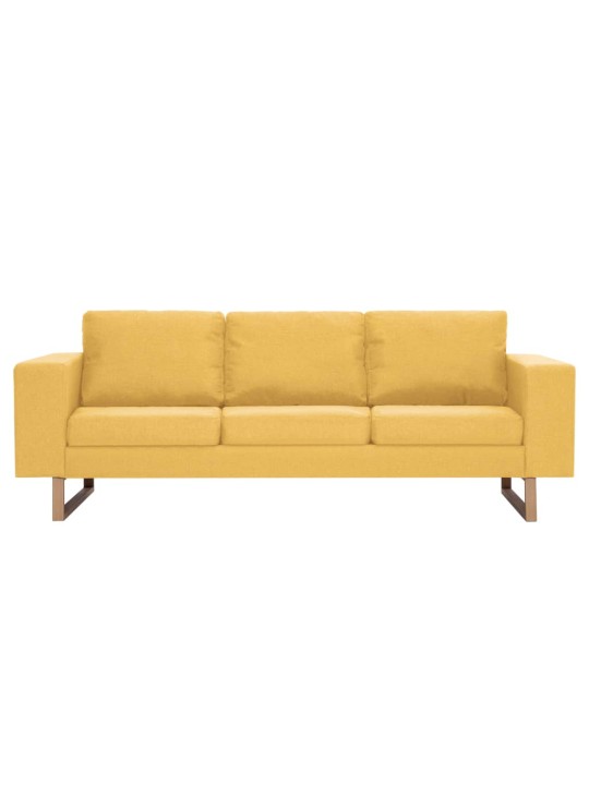 Trivietė sofa, geltona, audinys