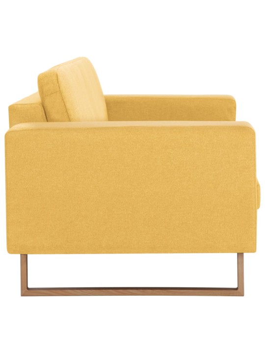 Trivietė sofa, geltona, audinys