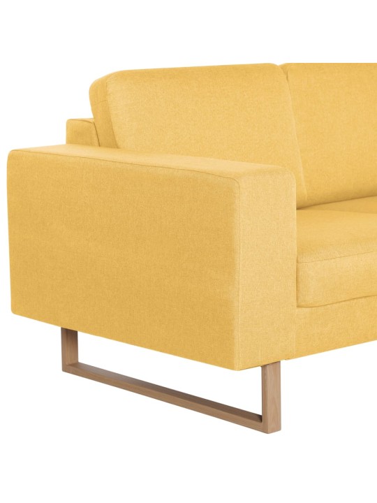 Trivietė sofa, geltona, audinys