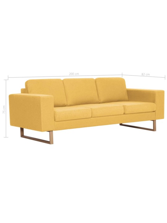 Trivietė sofa, geltona, audinys