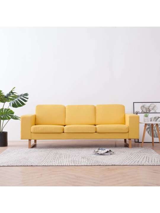 Trivietė sofa, geltona, audinys