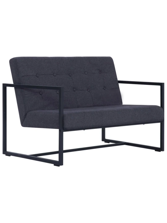 Dvivietė sofa su porankiais, tams. pilk. sp., plienas ir aud.