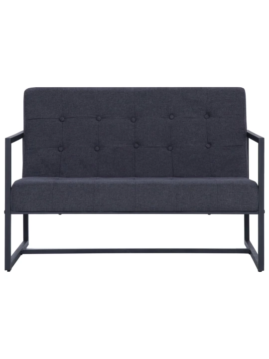 Dvivietė sofa su porankiais, tams. pilk. sp., plienas ir aud.