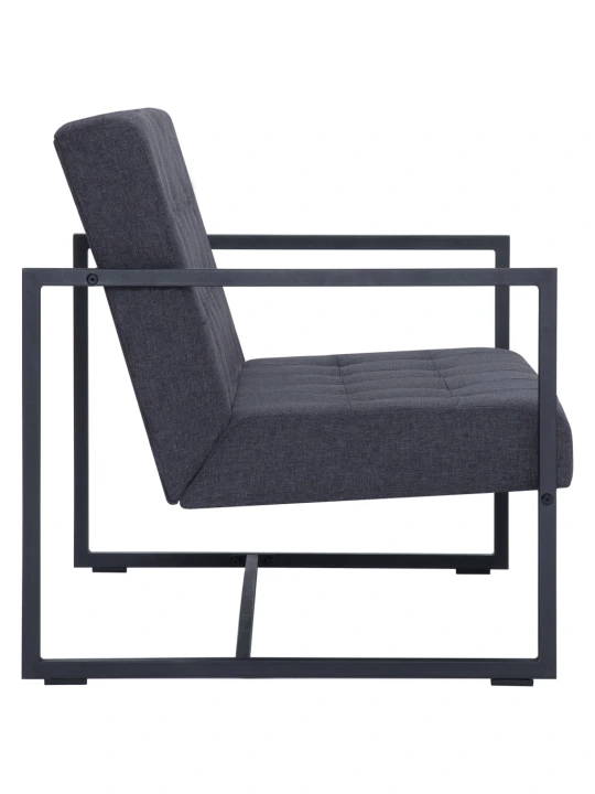 Dvivietė sofa su porankiais, tams. pilk. sp., plienas ir aud.