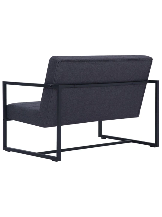 Dvivietė sofa su porankiais, tams. pilk. sp., plienas ir aud.