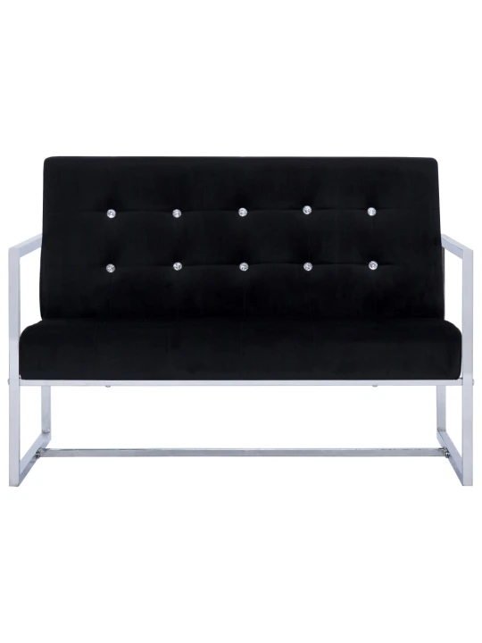 Dvivietė sofa su porankiais, juodos sp., chromas ir aksomas