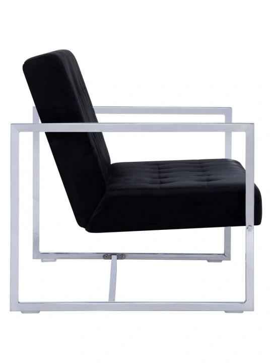 Dvivietė sofa su porankiais, juodos sp., chromas ir aksomas