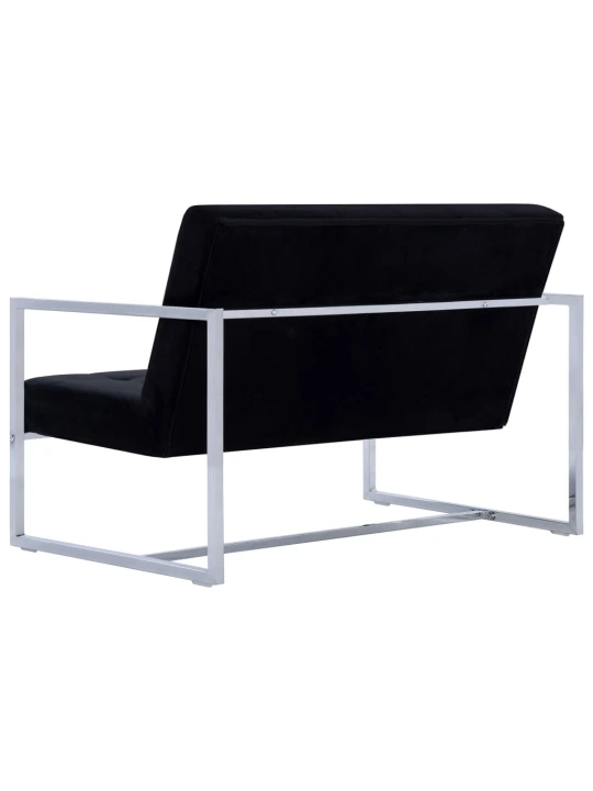 Dvivietė sofa su porankiais, juodos sp., chromas ir aksomas