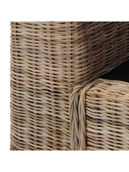 Trivietė sofa su pagalvėlėmis, natūralios spalvos, ratanas