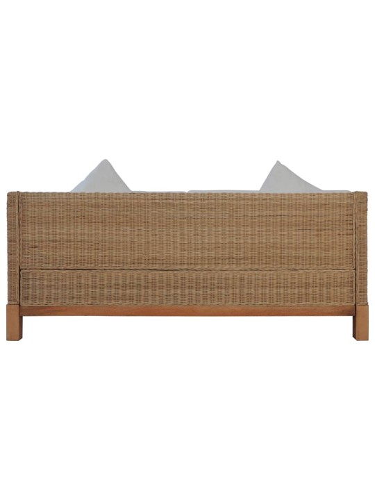 Trivietė sofa su pagalvėlėmis, natūralus ratanas
