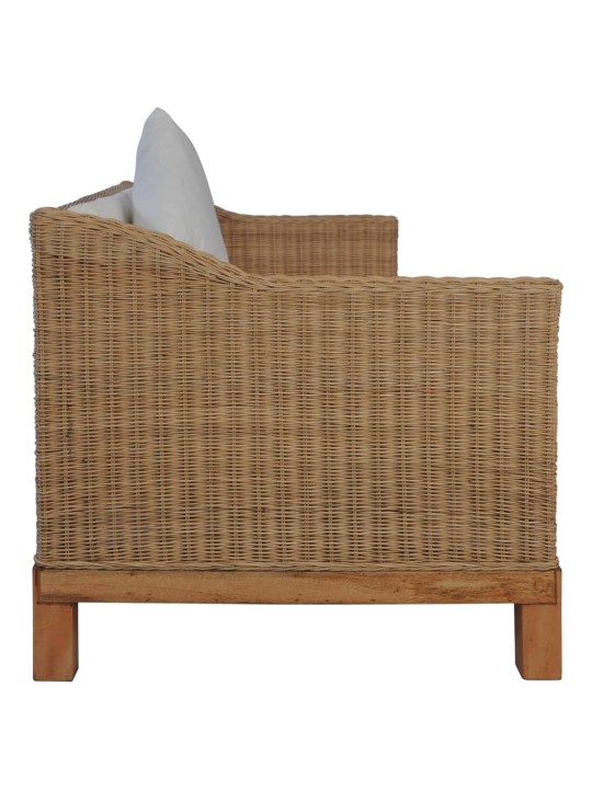 Trivietė sofa su pagalvėlėmis, natūralus ratanas