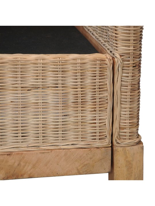 Trivietė sofa su pagalvėlėmis, natūralus ratanas