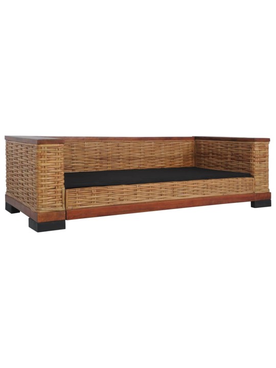 Trivietė sofa su pagalvėlėmis, rudos sp., natūralus ratanas