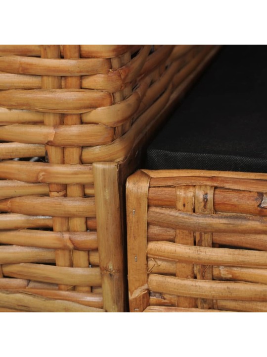 Trivietė sofa su pagalvėlėmis, rudos sp., natūralus ratanas