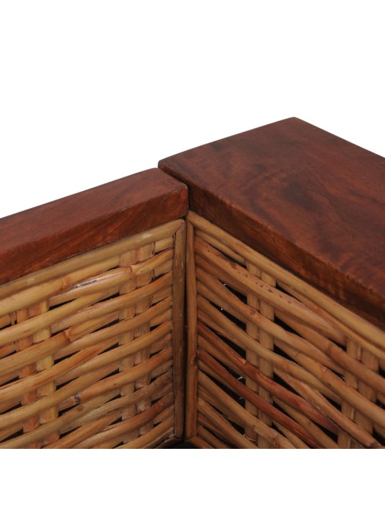 Trivietė sofa su pagalvėlėmis, rudos sp., natūralus ratanas