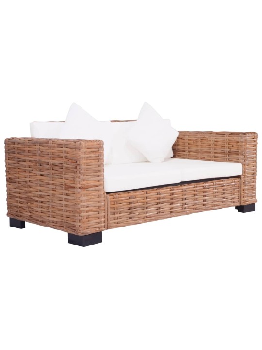 Dvivietė sodo sofa, natūralus ratanas