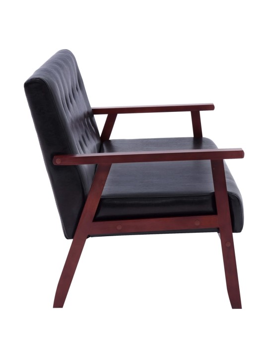 Trivietė sofa, juodos spalvos, dirbtinė oda
