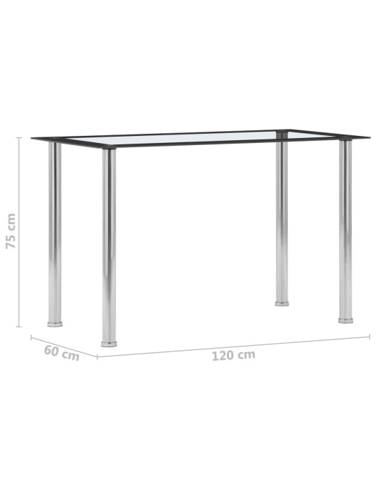Valgomojo stalas, juodas ir skaidrus, 120x60x75cm, stiklas