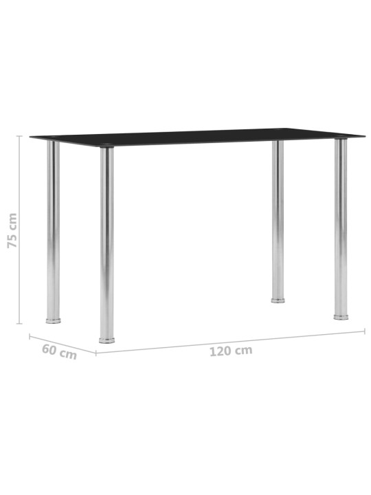 Valgomojo stalas, juodas, 120x60x75cm, grūdintas stiklas