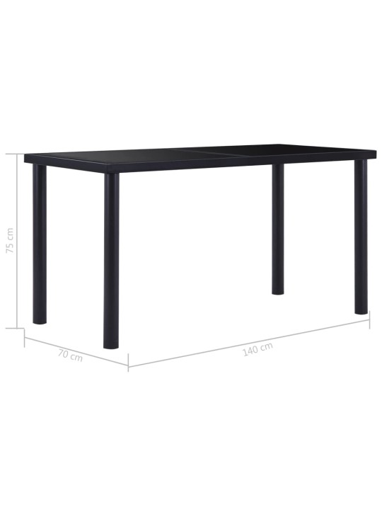 Valgomojo stalas, juodas, 140x70x75cm, grūdintas stiklas