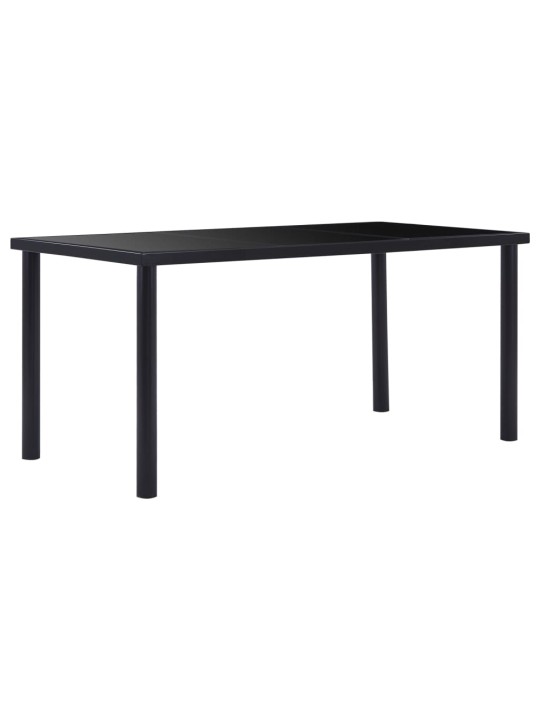 Valgomojo stalas, juodas, 160x80x75cm, grūdintas stiklas