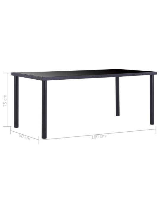 Valgomojo stalas, juodas, 180x90x75cm, grūdintas stiklas