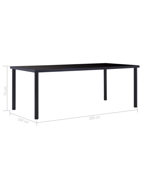 Valgomojo stalas, juodas, 200x100x75cm, grūdintas stiklas