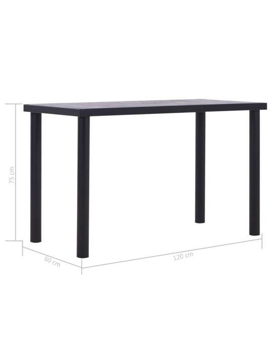 Valgomojo stalas, juodas ir betono pilkas, 120x60x75cm, MDF