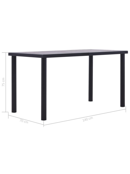 Valgomojo stalas, juodas ir betono pilkas, 140x70x75cm, MDF