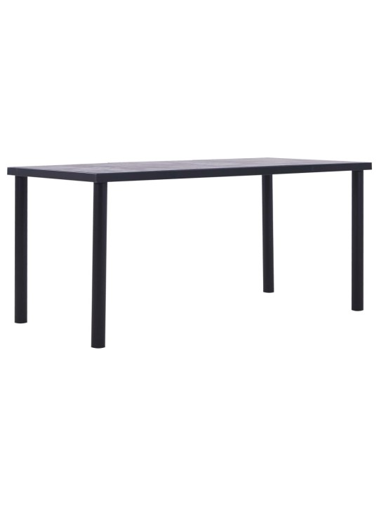 Valgomojo stalas, juodas ir betono pilkas, 160x80x75cm, MDF