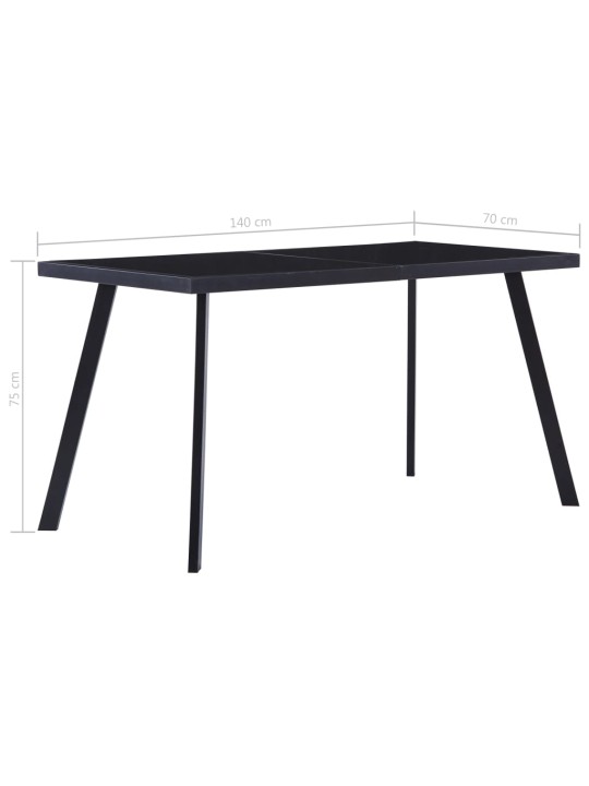 Valgomojo stalas, juodas, 140x70x75cm, grūdintas stiklas