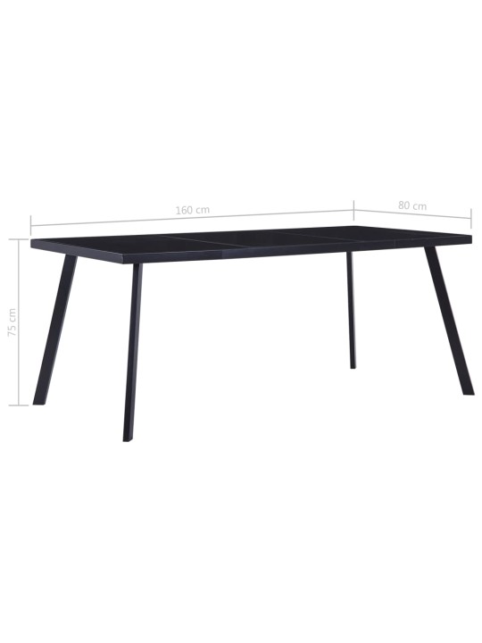 Valgomojo stalas, juodas, 160x80x75cm, grūdintas stiklas