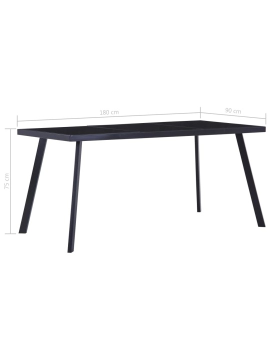 Valgomojo stalas, juodas, 180x90x75cm, grūdintas stiklas