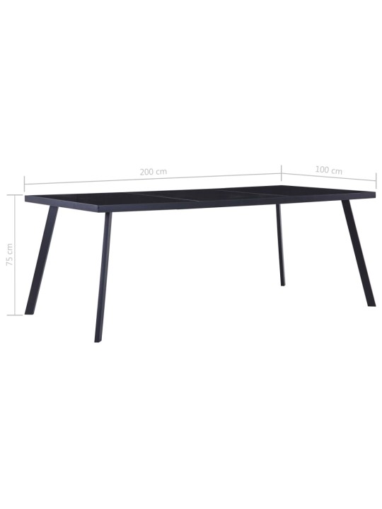 Valgomojo stalas, juodas, 200x100x75cm, grūdintas stiklas