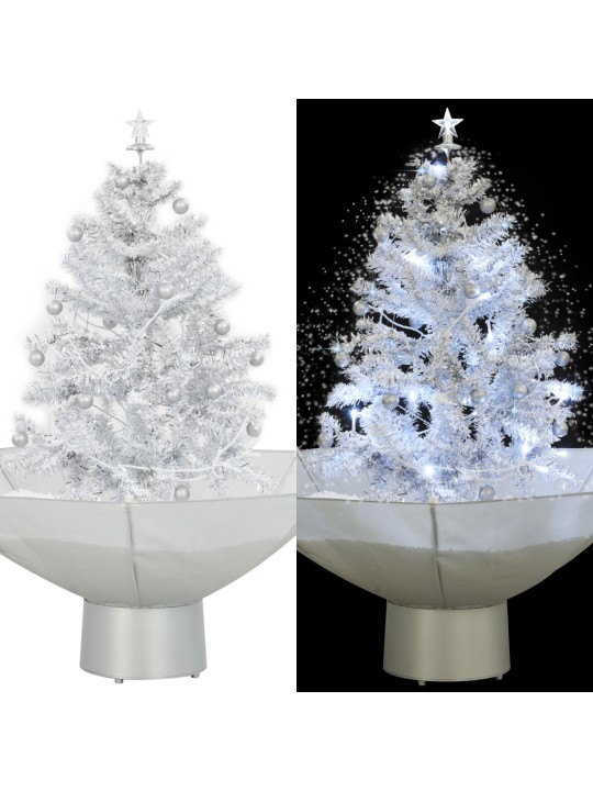 Kalėdų eglutė su sniego fun. ir skėč. form. pagr., balta, 75cm