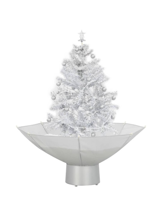 Kalėdų eglutė su sniego fun. ir skėč. form. pagr., balta, 75cm